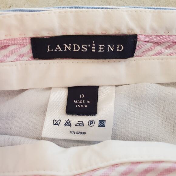 Land's End Cropped Blue and White Striped Seersucker Pants Size 10 - Picture 5 of 10